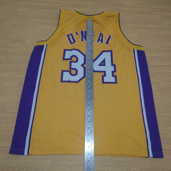 Vintage Shaquille O'Neil LA Lakers Champion Jersey Yellow Purple #34 Large - Picture 12 of 12